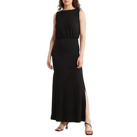 Go Couture Dresses & Skirts - Go Couture Blouson‎ Jersey Knit Navy Blue Maxi Dress Women's L NWOT